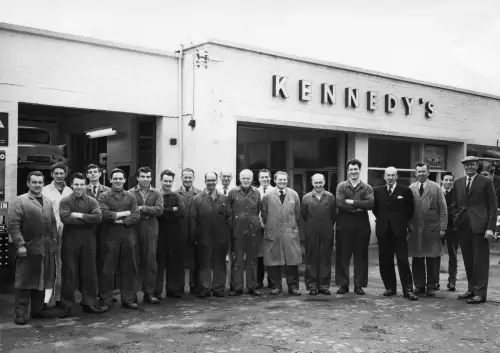 Photo: L-R Ken Cork, David Wheeler, Michael Austin, Don Chappell, Chalky White, Dave Collins, Brian Matthews, Reg Peters, Owen Parratt, Bert Durham, Frank Dove, Clive Johns, Tom Wainwright, Cyril Doorne, Frank Jordan, Stanley Bell, Len Cottice, Michael Post, Don Kennedy