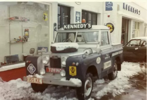 Photo: 1956 Land Rover bought for £250 and adapted for vehicle recovery by Kennedy’s staff.