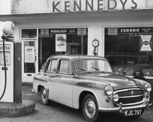 Photo: Kennedy's first hire car fitted with a radio - a Hillman Minx 'Gay Look'